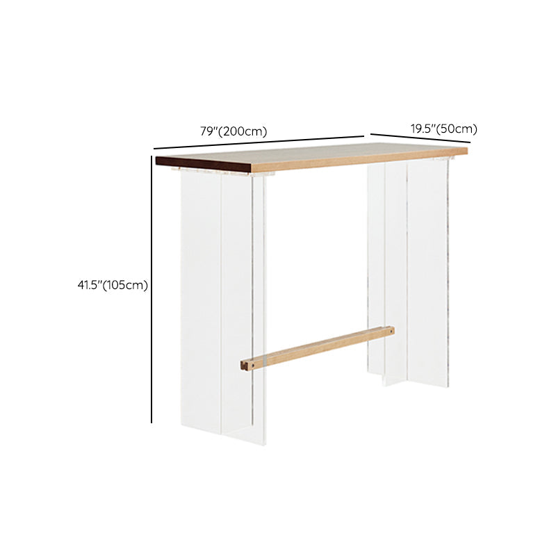 Wood and Acrylic Base Counter-height Pub Table Rectangle Pub Table Clearhalo 'Bar Furniture' 'Bar Tables' 'bar_tables' 'furn' 'furn_bar_tables' 'Furniture' 'Kitchen & Dining Furniture' 7538031