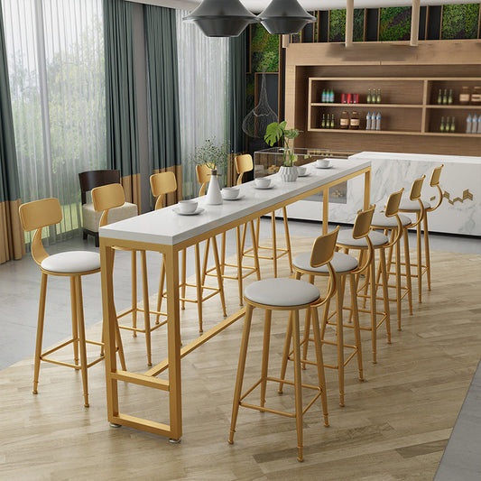 Glam Indoor Bar Dining Table Rectangle Bar Stool Table with Iron Base Clearhalo 'Bar Furniture' 'Bar Tables' 'bar_tables' 'furn' 'furn_bar_tables' 'Furniture' 'Kitchen & Dining Furniture' 7538035
