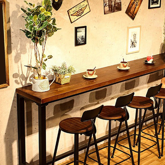 Mesa de pub de contradantía de madera maciza mesa de vino de mostrador industrial