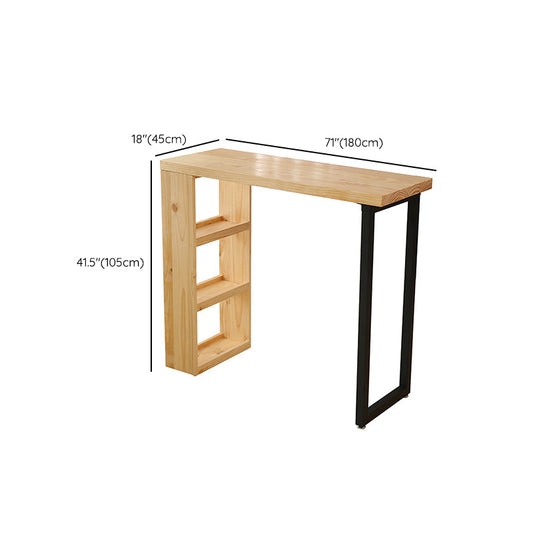 Mesa de bistro de madera de pino con mesa de pub moderna de almacenamiento para el hogar