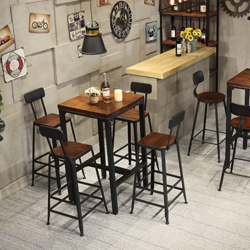 Square Counter Wine Table Solid Wood Industrial Cocktail Bar Table Clearhalo 'Bar Furniture' 'Bar Tables' 'bar_tables' 'furn' 'furn_bar_tables' 'Furniture' 'Kitchen & Dining Furniture' 7538152