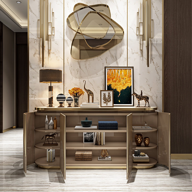 Glam Sideboard Armadio ingegnerizzato in legno Tavolo da sideboard con porte per sala da pranzo