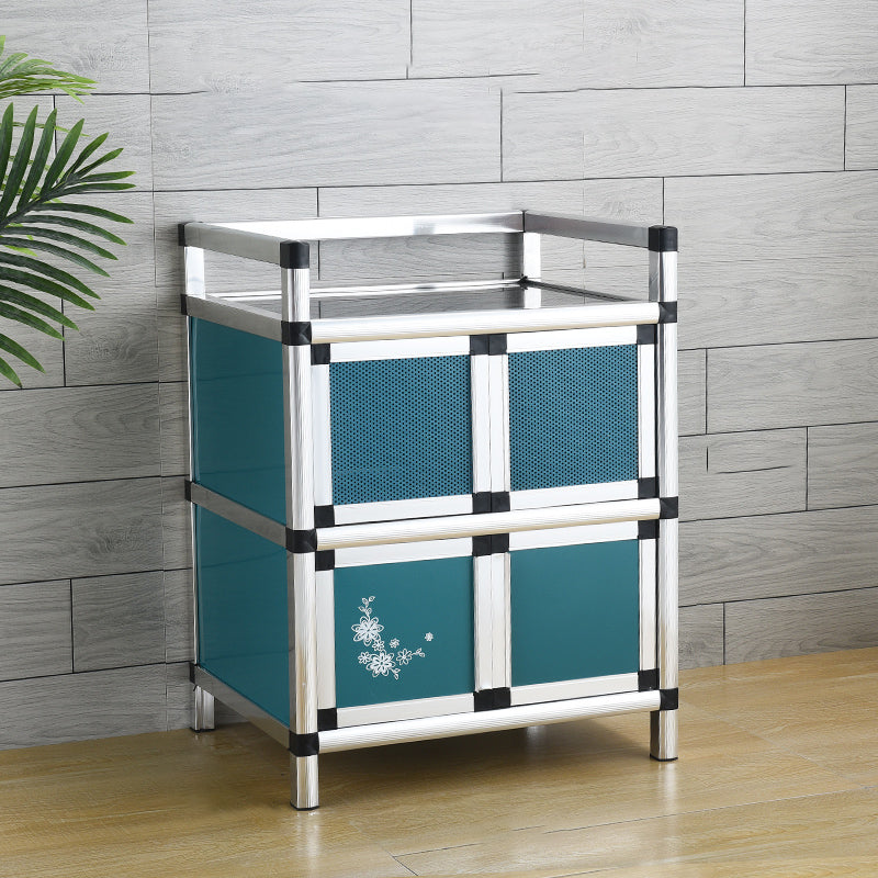 Contemporary Sideboard Cabinet Metal Sideboard Table with Doors for Dining Room 20"L x 16"W x 26"H Sky Blue Clearhalo 'buffet_sideboard' 'Buffets & Sideboards' 'furn' 'furn_buffet_sideboard' 'Furniture' 'Kitchen & Dining Furniture' 7538278