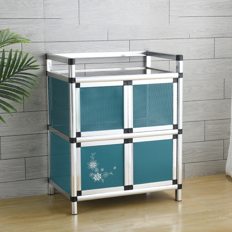 Contemporary Sideboard Cabinet Metal Sideboard Table with Doors for Dining Room 24"L x 16"W x 30"H Sky Blue Clearhalo 'buffet_sideboard' 'Buffets & Sideboards' 'furn' 'furn_buffet_sideboard' 'Furniture' 'Kitchen & Dining Furniture' 7538280
