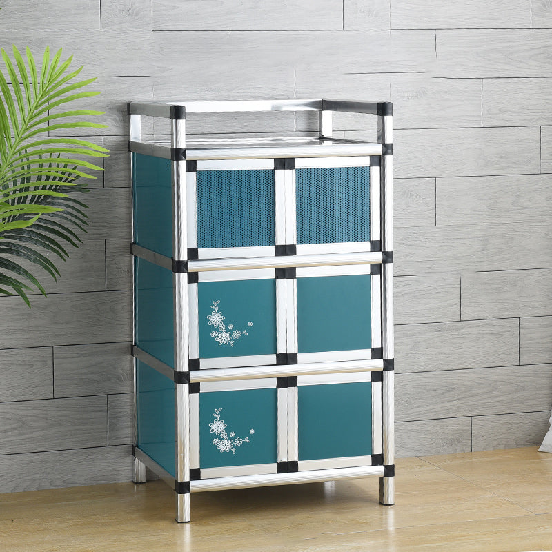 Contemporary Sideboard Cabinet Metal Sideboard Table with Doors for Dining Room 24"L x 16"W x 42"H Sky Blue Clearhalo 'buffet_sideboard' 'Buffets & Sideboards' 'furn' 'furn_buffet_sideboard' 'Furniture' 'Kitchen & Dining Furniture' 7538288