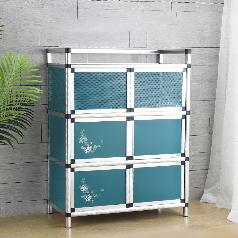 Contemporary Sideboard Cabinet Metal Sideboard Table with Doors for Dining Room 31"L x 16"W x 42"H Sky Blue Clearhalo 'buffet_sideboard' 'Buffets & Sideboards' 'furn' 'furn_buffet_sideboard' 'Furniture' 'Kitchen & Dining Furniture' 7538289