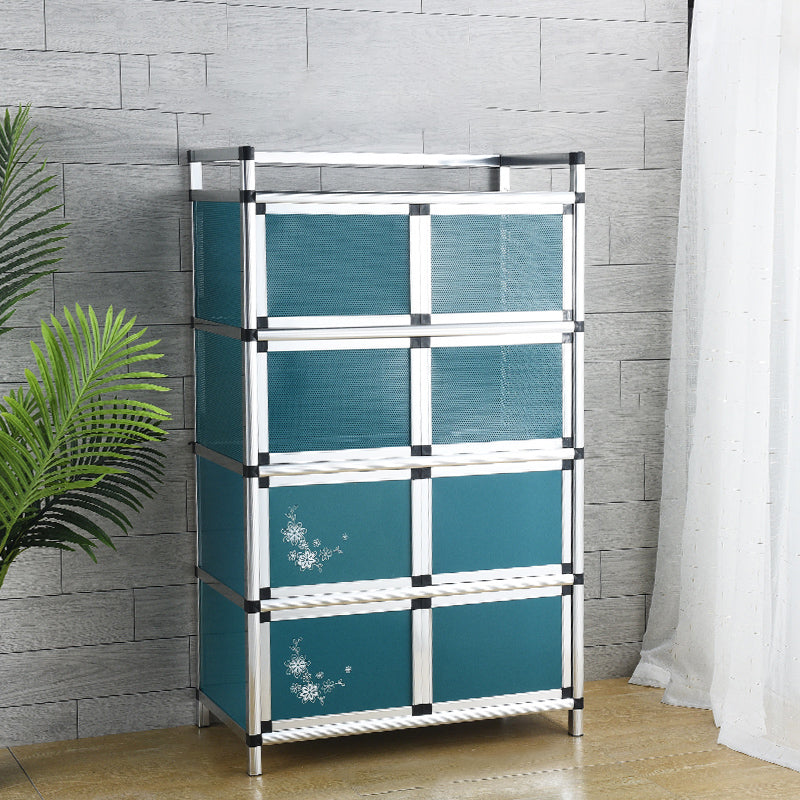 Contemporary Sideboard Cabinet Metal Sideboard Table with Doors for Dining Room 31"L x 16"W x 53"H Sky Blue Clearhalo 'buffet_sideboard' 'Buffets & Sideboards' 'furn' 'furn_buffet_sideboard' 'Furniture' 'Kitchen & Dining Furniture' 7538294