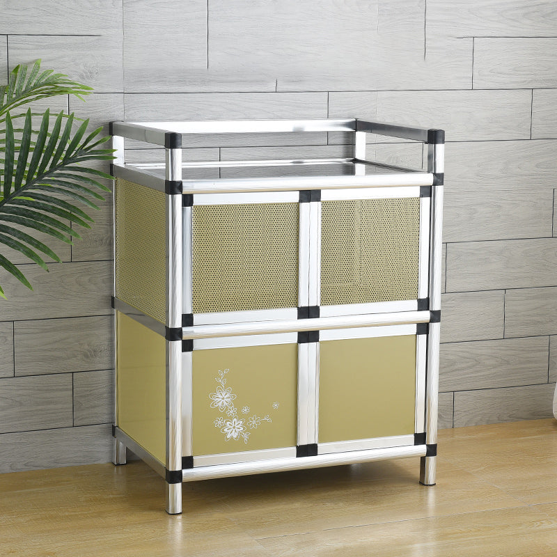 Contemporary Sideboard Cabinet Metal Sideboard Table with Doors for Dining Room 24"L x 16"W x 30"H Gold Clearhalo 'buffet_sideboard' 'Buffets & Sideboards' 'furn' 'furn_buffet_sideboard' 'Furniture' 'Kitchen & Dining Furniture' 7538298