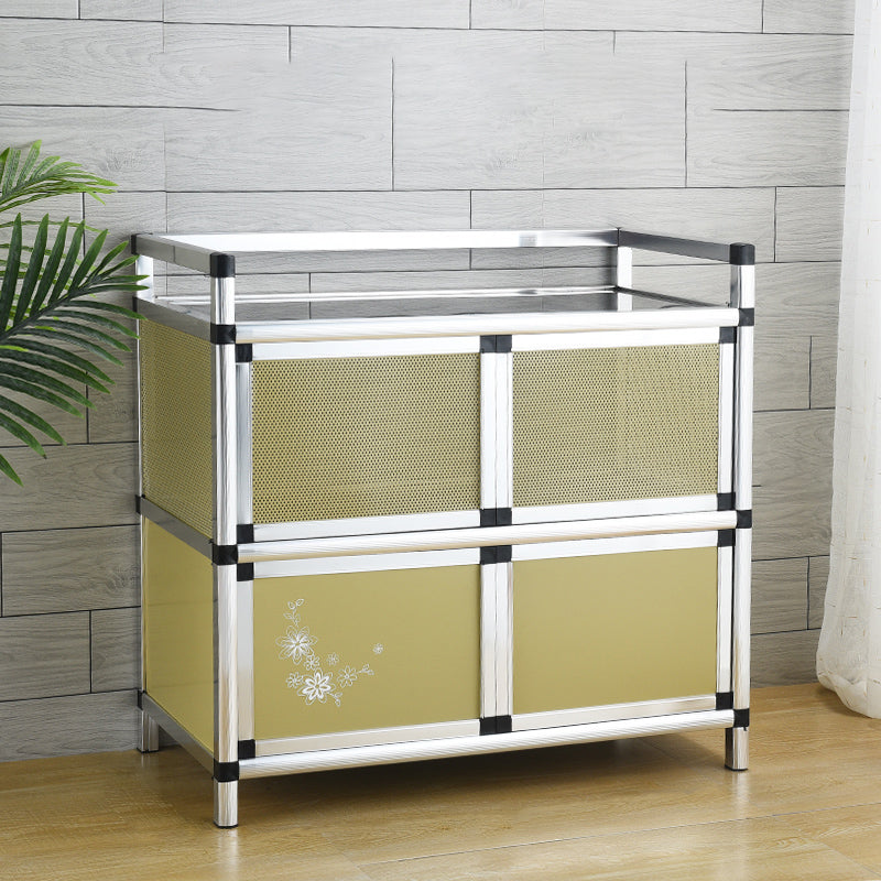 Contemporary Sideboard Cabinet Metal Sideboard Table with Doors for Dining Room 31"L x 16"W x 30"H Gold Clearhalo 'buffet_sideboard' 'Buffets & Sideboards' 'furn' 'furn_buffet_sideboard' 'Furniture' 'Kitchen & Dining Furniture' 7538299