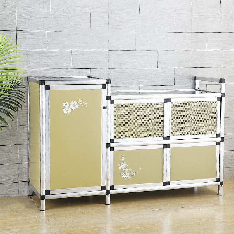 Contemporary Sideboard Cabinet Metal Sideboard Table with Doors for Dining Room 47"L x 16"W x 30"H Gold Clearhalo 'buffet_sideboard' 'Buffets & Sideboards' 'furn' 'furn_buffet_sideboard' 'Furniture' 'Kitchen & Dining Furniture' 7538300