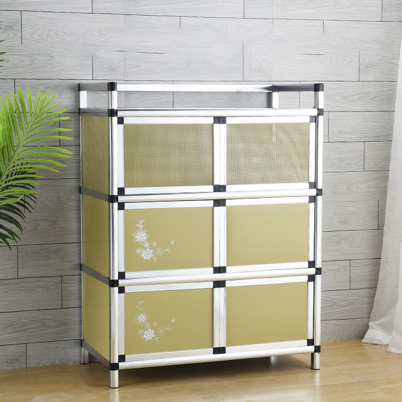 Contemporary Sideboard Cabinet Metal Sideboard Table with Doors for Dining Room 31"L x 16"W x 42"H Gold Clearhalo 'buffet_sideboard' 'Buffets & Sideboards' 'furn' 'furn_buffet_sideboard' 'Furniture' 'Kitchen & Dining Furniture' 7538303