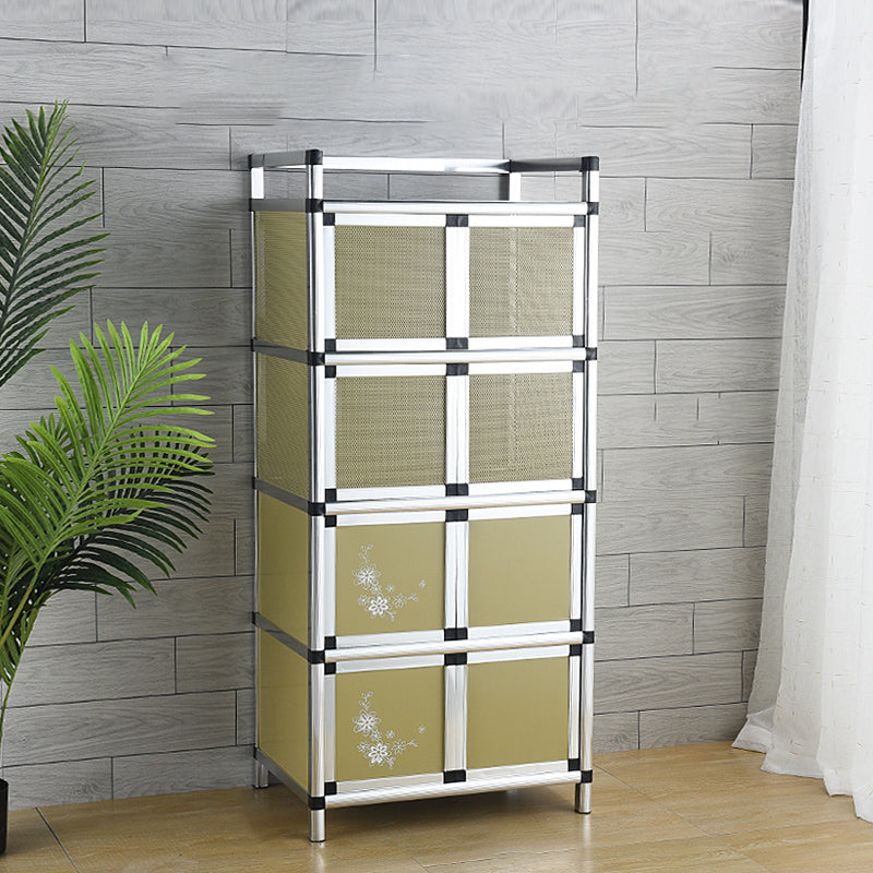 Contemporary Sideboard Cabinet Metal Sideboard Table with Doors for Dining Room 24"L x 16"W x 53"H Gold Clearhalo 'buffet_sideboard' 'Buffets & Sideboards' 'furn' 'furn_buffet_sideboard' 'Furniture' 'Kitchen & Dining Furniture' 7538304