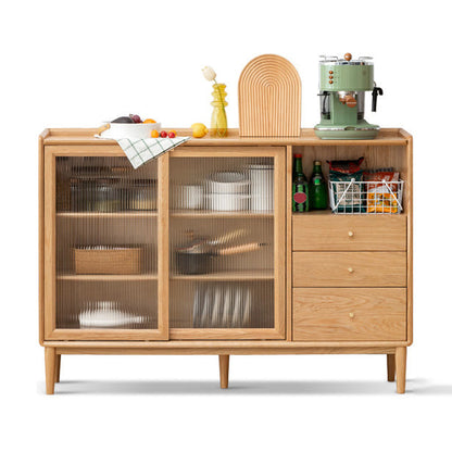 Contemporary Sideboard Cabinet Oak Sideboard Table with Drawers for Dining Room 47.2"L x 11.8"W x 38.6"H Natural Clearhalo 'buffet_sideboard' 'Buffets & Sideboards' 'furn' 'furn_buffet_sideboard' 'Furniture' 'Kitchen & Dining Furniture' 7538321