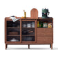 Contemporary Sideboard Cabinet Oak Sideboard Table with Drawers for Dining Room 59.1"L x 11.8"W x 38.6"H Walnut Clearhalo 'buffet_sideboard' 'Buffets & Sideboards' 'furn' 'furn_buffet_sideboard' 'Furniture' 'Kitchen & Dining Furniture' 7538326