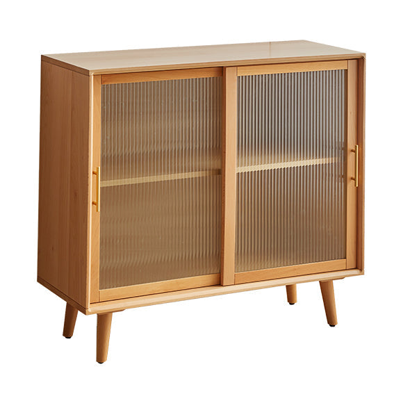 Contemporary Beech Dining Server Glass Doors Buffet Server for Dining Room 39"L x 16"W x 36"H Natural 2 Clearhalo 'buffet_sideboard' 'Buffets & Sideboards' 'furn' 'furn_buffet_sideboard' 'Furniture' 'Kitchen & Dining Furniture' 7538339