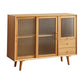 Contemporary Beech Dining Server Glass Doors Buffet Server for Dining Room 47"L x 16"W x 36"H Natural 3 Clearhalo 'buffet_sideboard' 'Buffets & Sideboards' 'furn' 'furn_buffet_sideboard' 'Furniture' 'Kitchen & Dining Furniture' 7538340