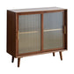 Contemporary Beech Dining Server Glass Doors Buffet Server for Dining Room 39"L x 16"W x 36"H Walnut 2 Clearhalo 'buffet_sideboard' 'Buffets & Sideboards' 'furn' 'furn_buffet_sideboard' 'Furniture' 'Kitchen & Dining Furniture' 7538344