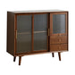 Contemporary Beech Dining Server Glass Doors Buffet Server for Dining Room 39"L x 16"W x 36"H Walnut 3 Clearhalo 'buffet_sideboard' 'Buffets & Sideboards' 'furn' 'furn_buffet_sideboard' 'Furniture' 'Kitchen & Dining Furniture' 7538346