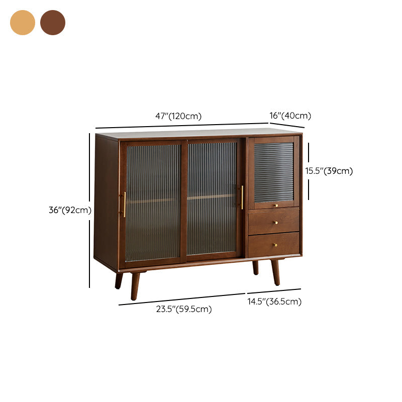 Contemporary Beech Dining Server Glass Doors Buffet Server for Dining Room Clearhalo 'buffet_sideboard' 'Buffets & Sideboards' 'furn' 'furn_buffet_sideboard' 'Furniture' 'Kitchen & Dining Furniture' 7538353