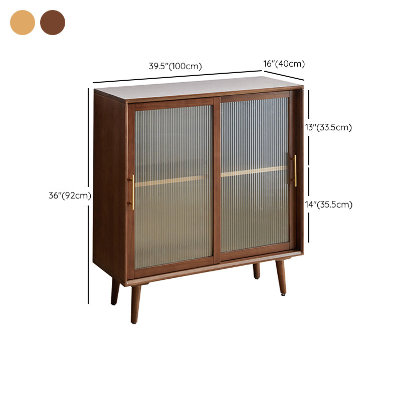 Contemporary Beech Dining Server Glass Doors Buffet Server for Dining ...