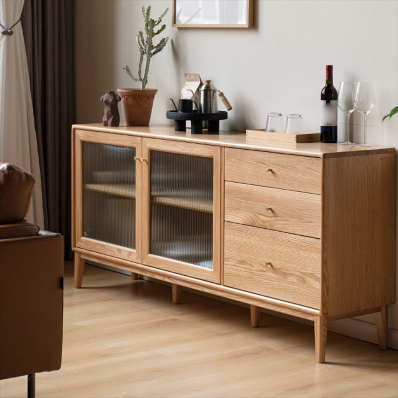 Hedendaagse sideboard kast eiken glazen deuren bijboord tafel met deuren voor eetkamer