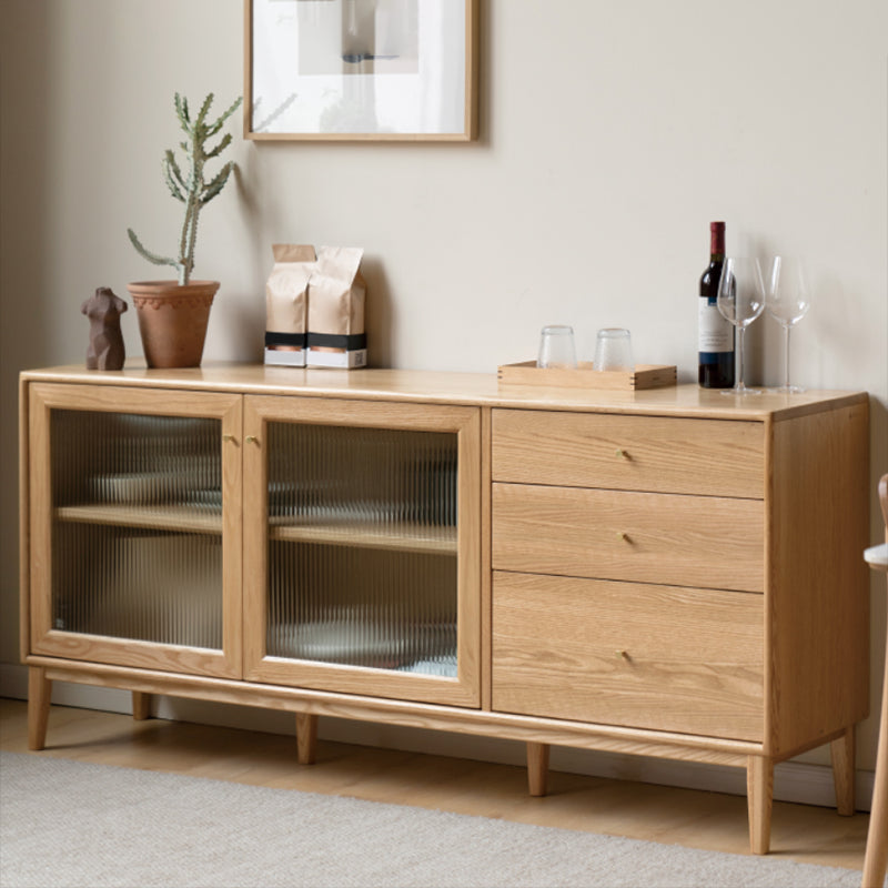 Hedendaagse sideboard kast eiken glazen deuren bijboord tafel met deuren voor eetkamer