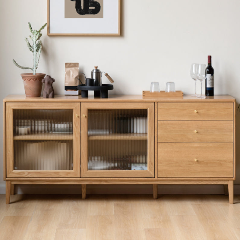 Hedendaagse sideboard kast eiken glazen deuren bijboord tafel met deuren voor eetkamer