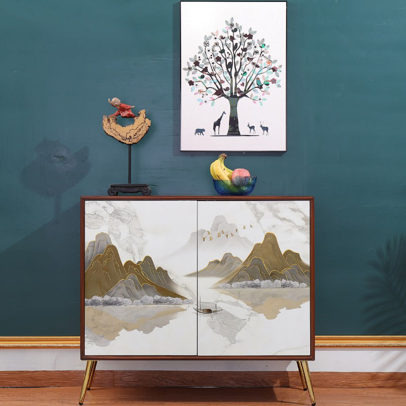 Mesa del lado del abedul del tablero lateral con puertas para el comedor