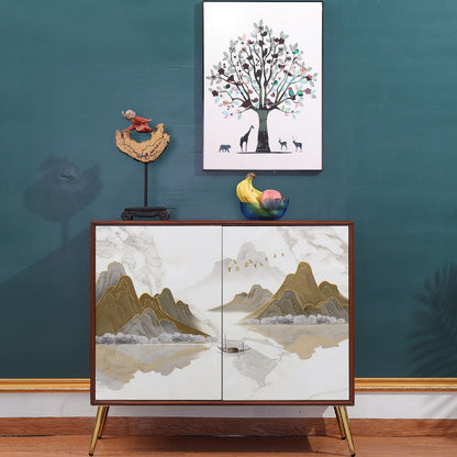 Mesa del lado del abedul del tablero lateral con puertas para el comedor