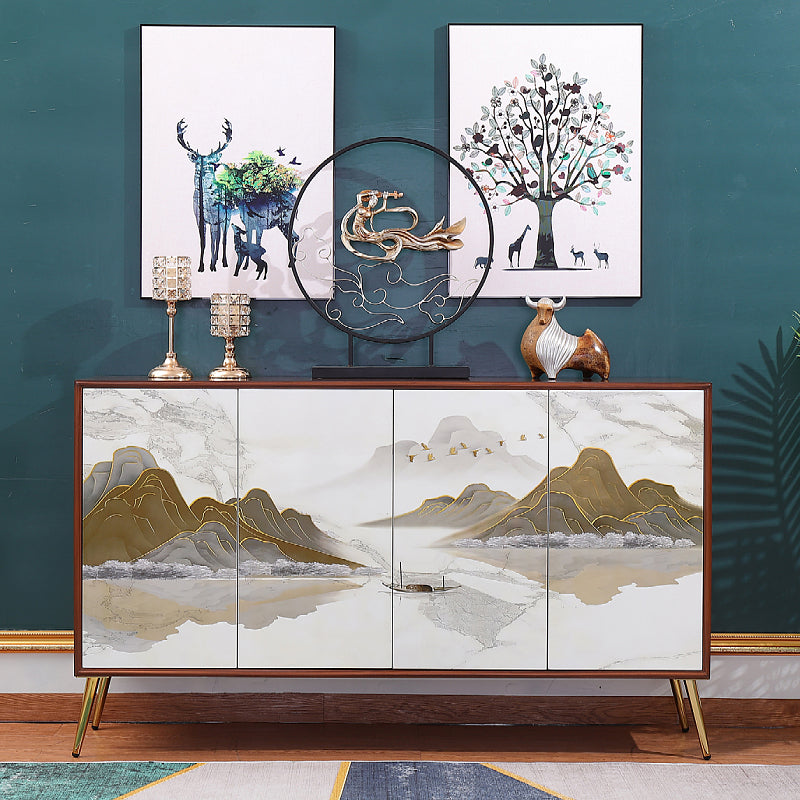 Mesa del lado del abedul del tablero lateral con puertas para el comedor