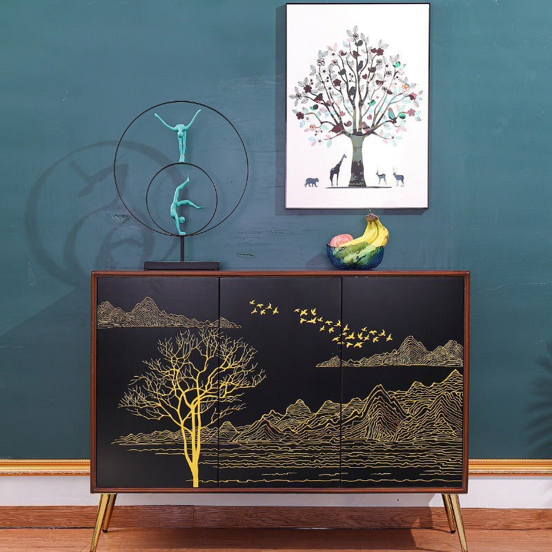 Mesa del lado del abedul del tablero lateral con puertas para el comedor