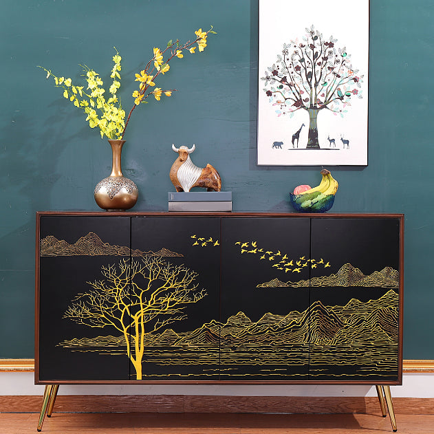 Mesa del lado del abedul del tablero lateral con puertas para el comedor