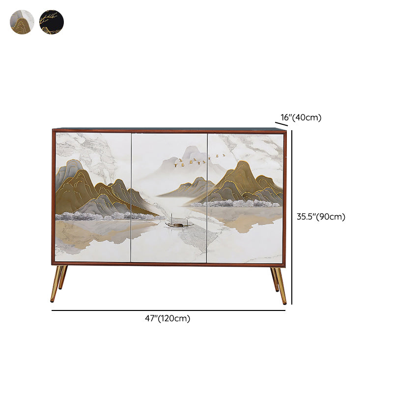 Mesa del lado del abedul del tablero lateral con puertas para el comedor