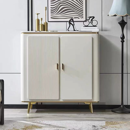 Glam Side Board Faux Marble Sideboard Table with Doors for Dining Room 47"L x 15"W x 43"H White Clearhalo 'buffet_sideboard' 'Buffets & Sideboards' 'furn' 'furn_buffet_sideboard' 'Furniture' 'Kitchen & Dining Furniture' 7538435