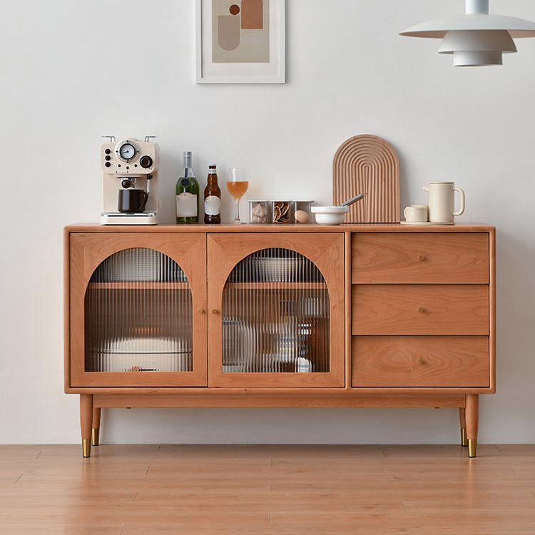 Portes en verre modernes table de buffet table de buffet en pin avec tiroirs pour la cuisine