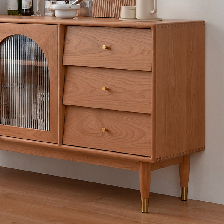 Portes en verre modernes table de buffet table de buffet en pin avec tiroirs pour la cuisine