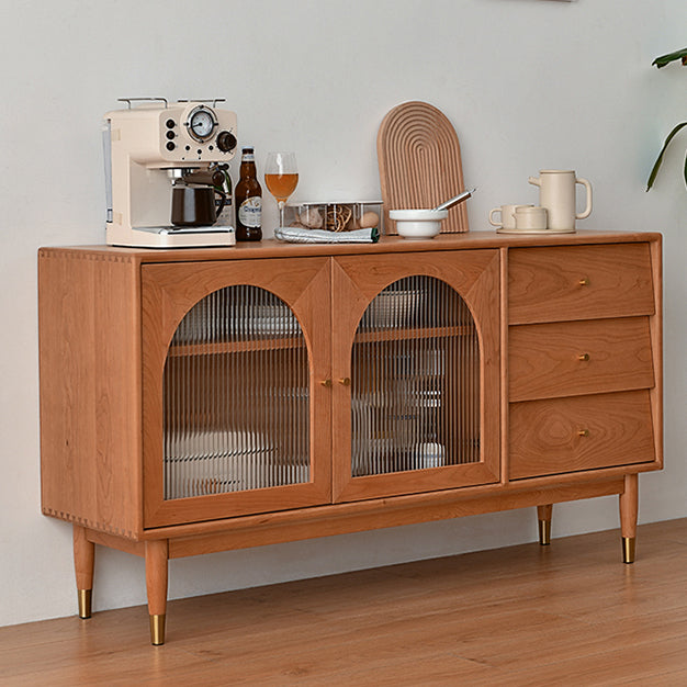 Portes en verre modernes table de buffet table de buffet en pin avec tiroirs pour la cuisine