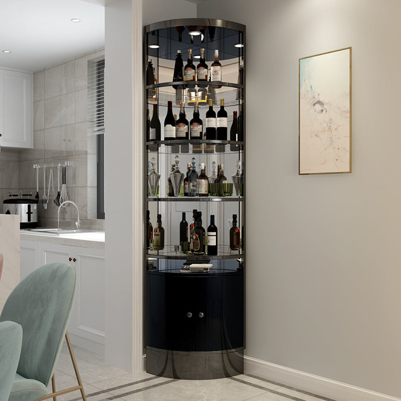 Glam Style Corner Cabinet Solid Color 2-door Accent Cabinet with Shelves Black Clearhalo 'Cabinets & Chests' 'cabinets_chests' 'furn' 'furn_cabinets_chests' 'Furniture' 'Living Room Furniture' 7538544