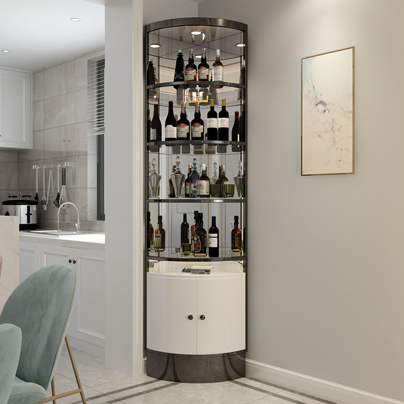 Glam Style Corner Cabinet Solid Color 2-door Accent Cabinet with Shelves Black-White Clearhalo 'Cabinets & Chests' 'cabinets_chests' 'furn' 'furn_cabinets_chests' 'Furniture' 'Living Room Furniture' 7538545