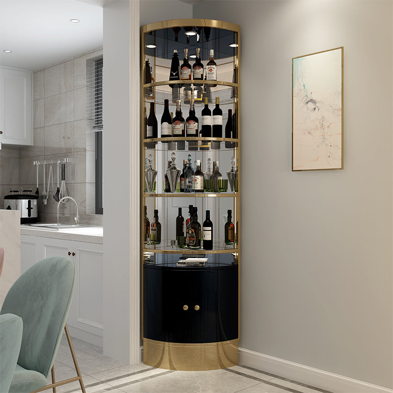 Glam Style Corner Cabinet Solid Color 2-door Accent Cabinet with Shelves Black-Gold Clearhalo 'Cabinets & Chests' 'cabinets_chests' 'furn' 'furn_cabinets_chests' 'Furniture' 'Living Room Furniture' 7538551