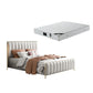 Glam -standaard bed gestoffeerd hoofdeinde massief houten beige paneelbed