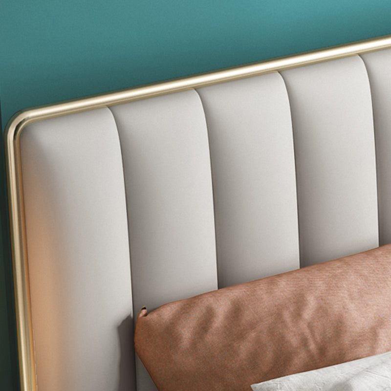 Letto standard glam testiera rivestita in legno in legno in legno massiccio