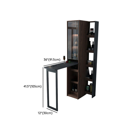 Modern Rectangle Wood Counter Table 2 Pieces Collapsible Bar Table Set for Living Room