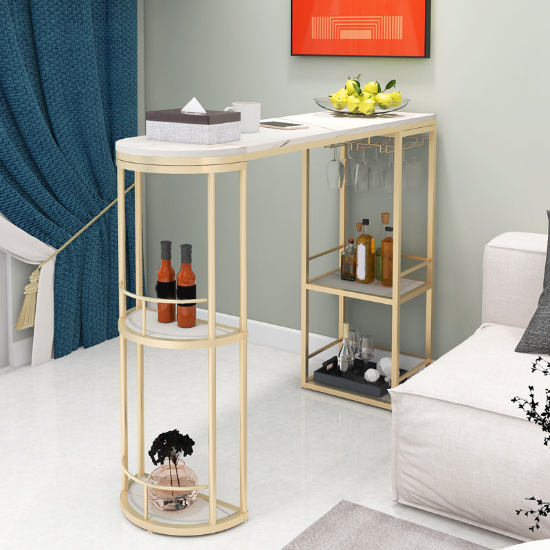 Glam Style Bar Table Set 1/2 Pcs White Granite Bar Table Set Table Gold Clearhalo 'Bar Furniture' 'furn' 'furn_home_bar_bar_sets' 'Furniture' 'Home Bars & Bar Sets' 'home_bar_bar_sets' 'Kitchen & Dining Furniture' 7548082