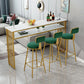 Rectangle Bar Pub Table Set 1/3/4/5 Pcs Metal and Wood Bar Table and Upholstered Stools Clearhalo 'Bar Furniture' 'furn' 'furn_home_bar_bar_sets' 'Furniture' 'Home Bars & Bar Sets' 'home_bar_bar_sets' 'Kitchen & Dining Furniture' 7548103