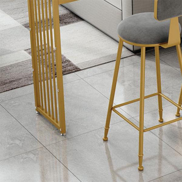 Rectangle Bar Pub Table Set 1/3/4/5 Pcs Metal and Wood Bar Table and Upholstered Stools Clearhalo 'Bar Furniture' 'furn' 'furn_home_bar_bar_sets' 'Furniture' 'Home Bars & Bar Sets' 'home_bar_bar_sets' 'Kitchen & Dining Furniture' 7548109