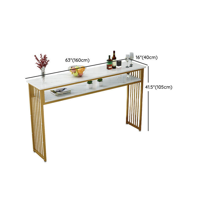 Rectangle Bar Pub Table Set 1/3/4/5 Pcs Metal and Wood Bar Table and Upholstered Stools Clearhalo 'Bar Furniture' 'furn' 'furn_home_bar_bar_sets' 'Furniture' 'Home Bars & Bar Sets' 'home_bar_bar_sets' 'Kitchen & Dining Furniture' 7548113
