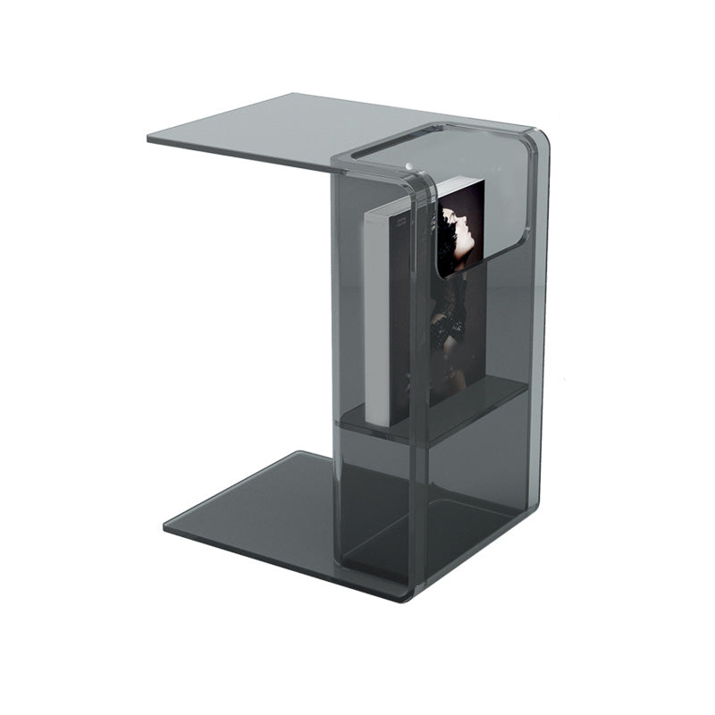 Contemporary Sofa Side Accent Table Plastic Pedestal Living Room with Storage Light Gray 1 Clearhalo 'Coffee & Accent Tables' 'End & Side Tables' 'end_side_tables' 'furn' 'furn_end_side_tables' 'Furniture' 'Living Room Furniture' 7548189