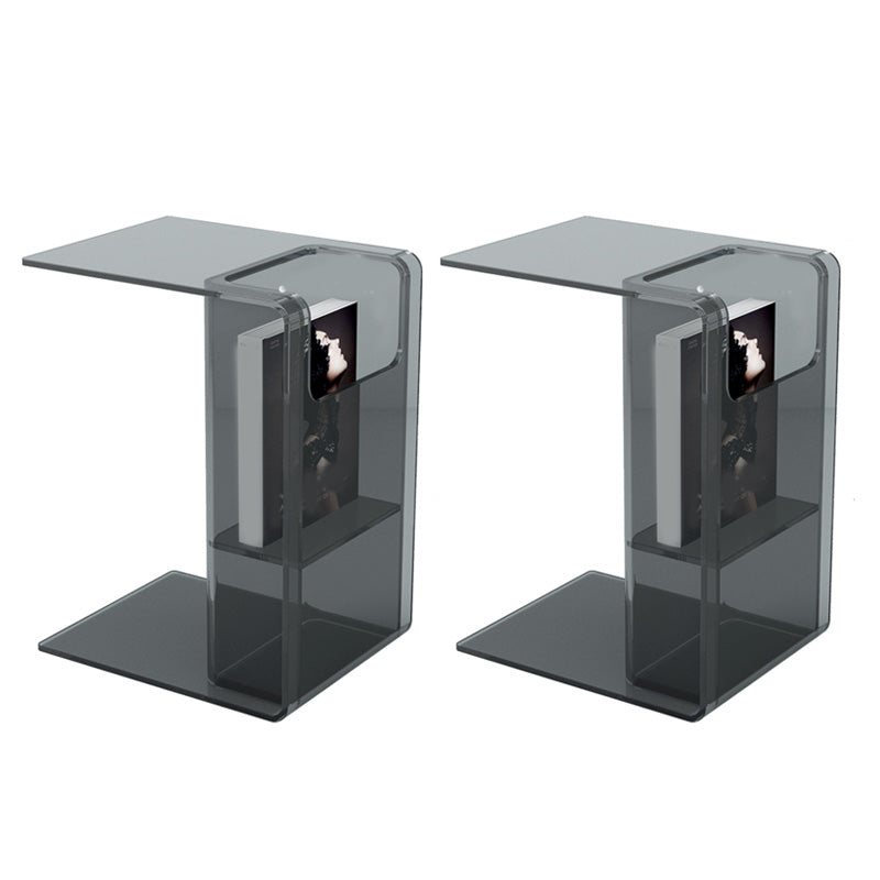 Contemporary Sofa Side Accent Table Plastic Pedestal Living Room with Storage Light Gray 2 Clearhalo 'Coffee & Accent Tables' 'End & Side Tables' 'end_side_tables' 'furn' 'furn_end_side_tables' 'Furniture' 'Living Room Furniture' 7548191