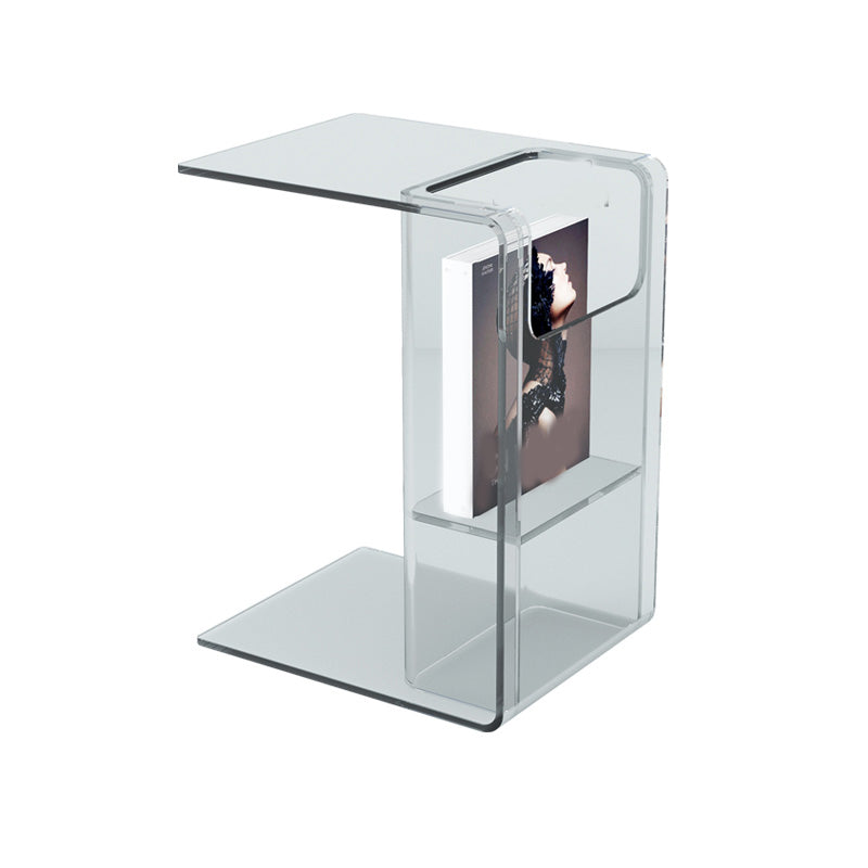 Contemporary Sofa Side Accent Table Plastic Pedestal Living Room with Storage Clear 1 Clearhalo 'Coffee & Accent Tables' 'End & Side Tables' 'end_side_tables' 'furn' 'furn_end_side_tables' 'Furniture' 'Living Room Furniture' 7548193